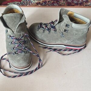 Moncler Taupe Suede Lace-Up Boots